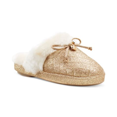 michael kors slippers goud|michael kors black fuzzy slipper.